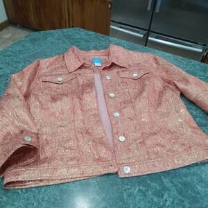 Lark Lane Size 14 Large Peachy Coral Shimmer Jacket Beachy Coastal Lightweight